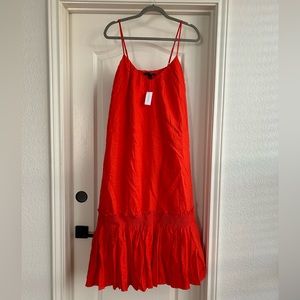 NWT Banana Republic Bright Red Charlize Linen Midi Dress Size M